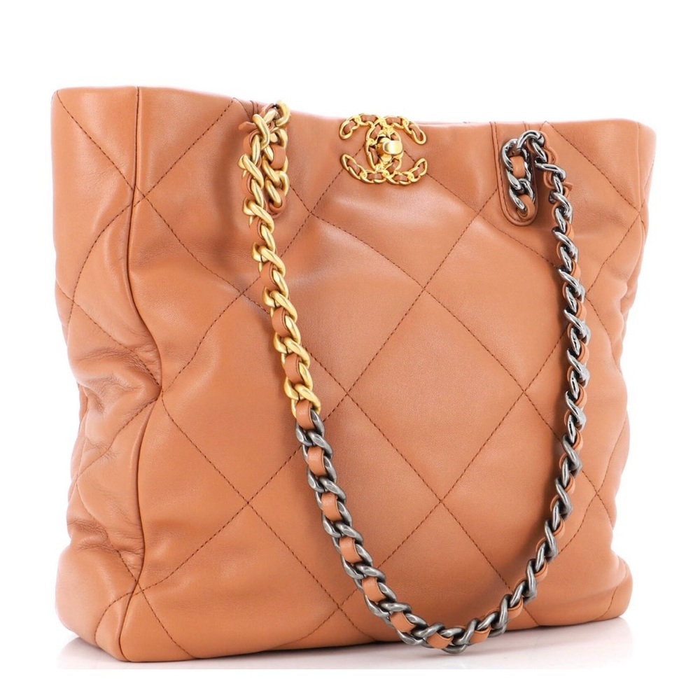 CHANEL Lambskin Quilted Leather Shopping Bag in Light Caramel Brown - Picture 1 of 16